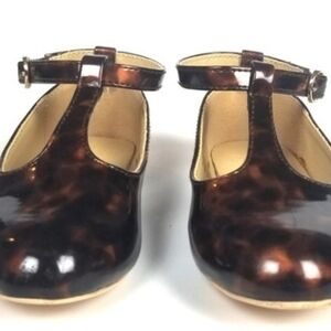 Janie and Jack Girls T-Strap Tortoiseshell Patent Dress Shoes - Brown